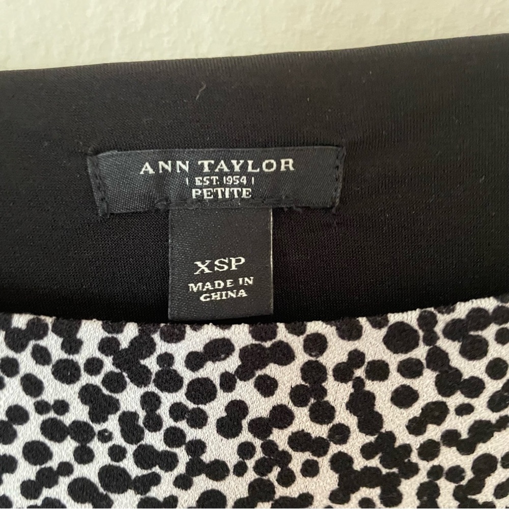 Ann Taylor white and Black Spotted Cap Sleeve Mini Dress XS petite - Picture 10 of 12